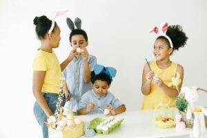 kids making Easter crafts